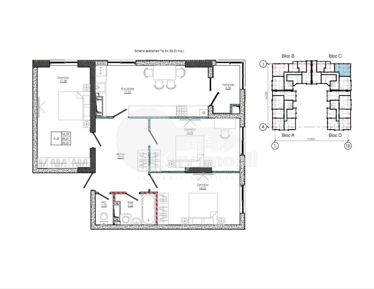 Apartament cu 3 camere, 86 m², Centru, Strășeni foto 1