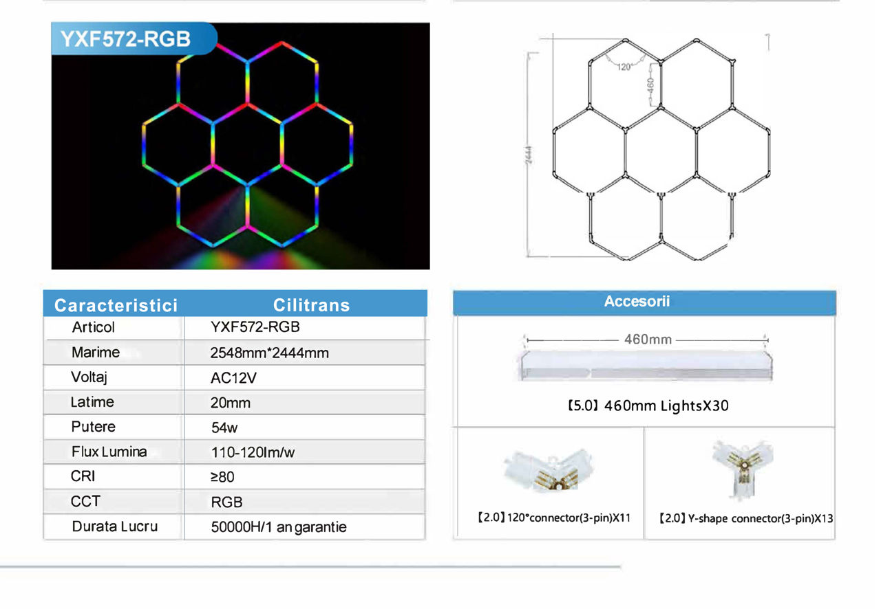 Hexagon led detailing led tavane foto 17