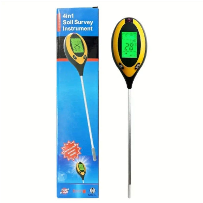 Ph tester pentru pământ, 4 în 1 umeditate, temperatura si intensitatea luminii foto 0