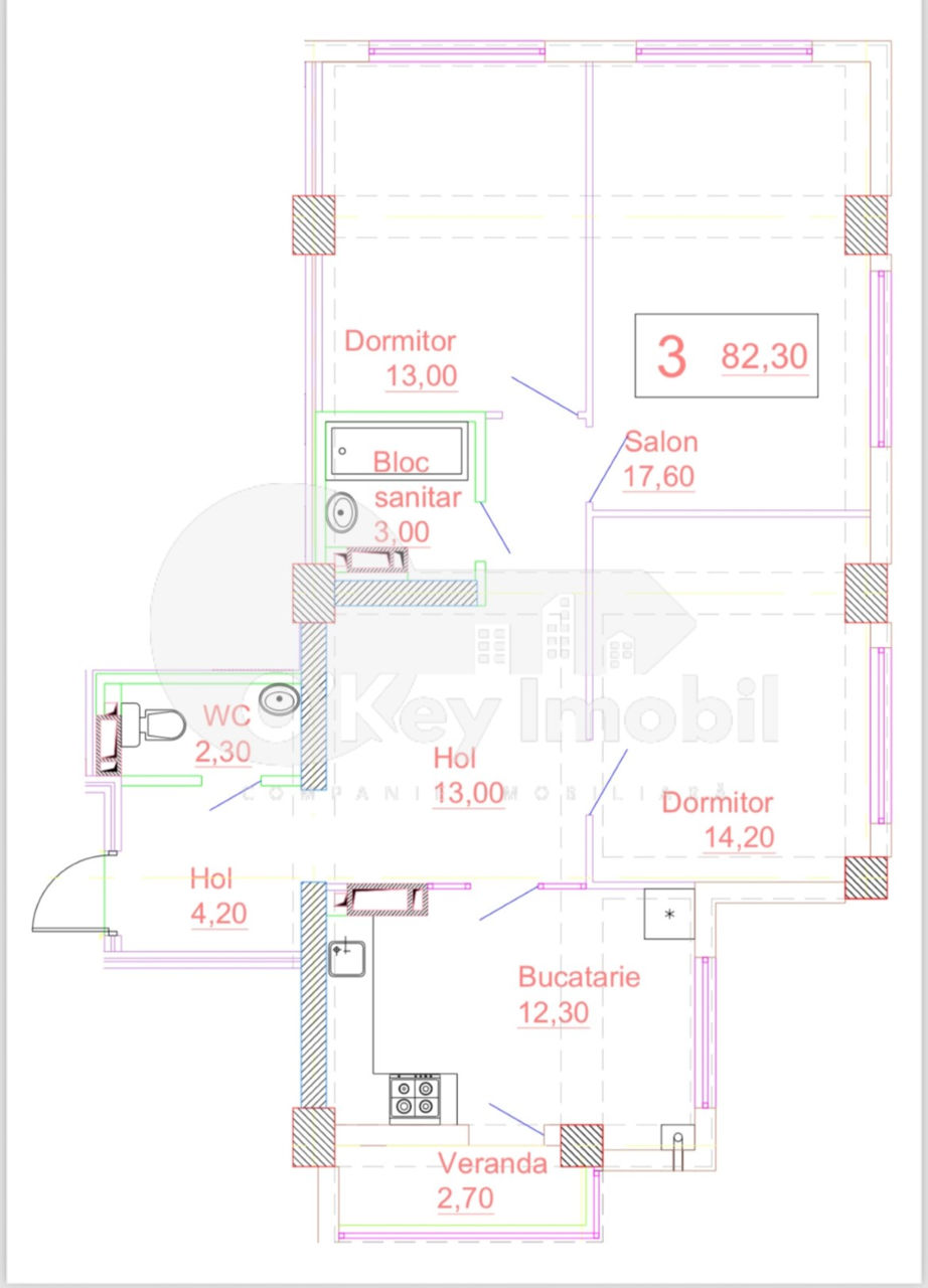 Apartament cu 3 camere, 82 m², Telecentru, Chișinău foto 5