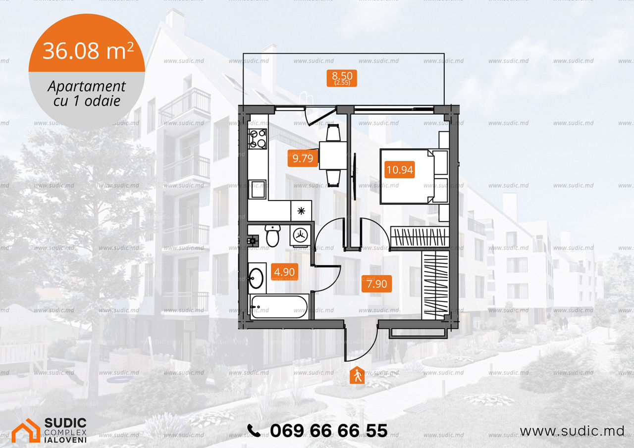 Apartament cu 1 cameră,  Telecentru,  Chișinău,  Chișinău mun. foto 3