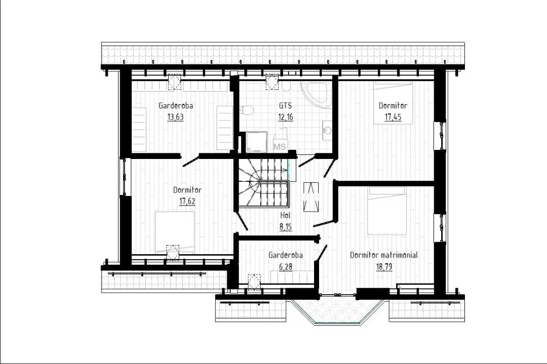 Casă de locuit individuală cu 2 niveluri P+M/stil clasic/140m2/arhitectură/schițe/planuri 3D/proiect foto 6