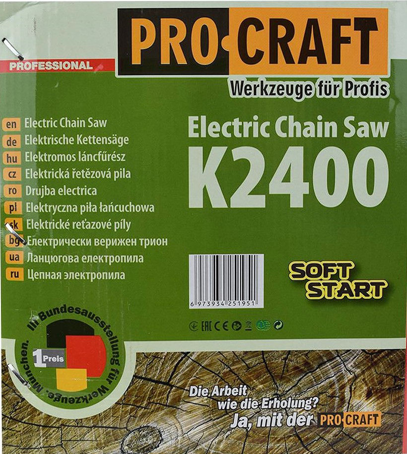 Электрическая цепная пила Procraft K2400 foto 8