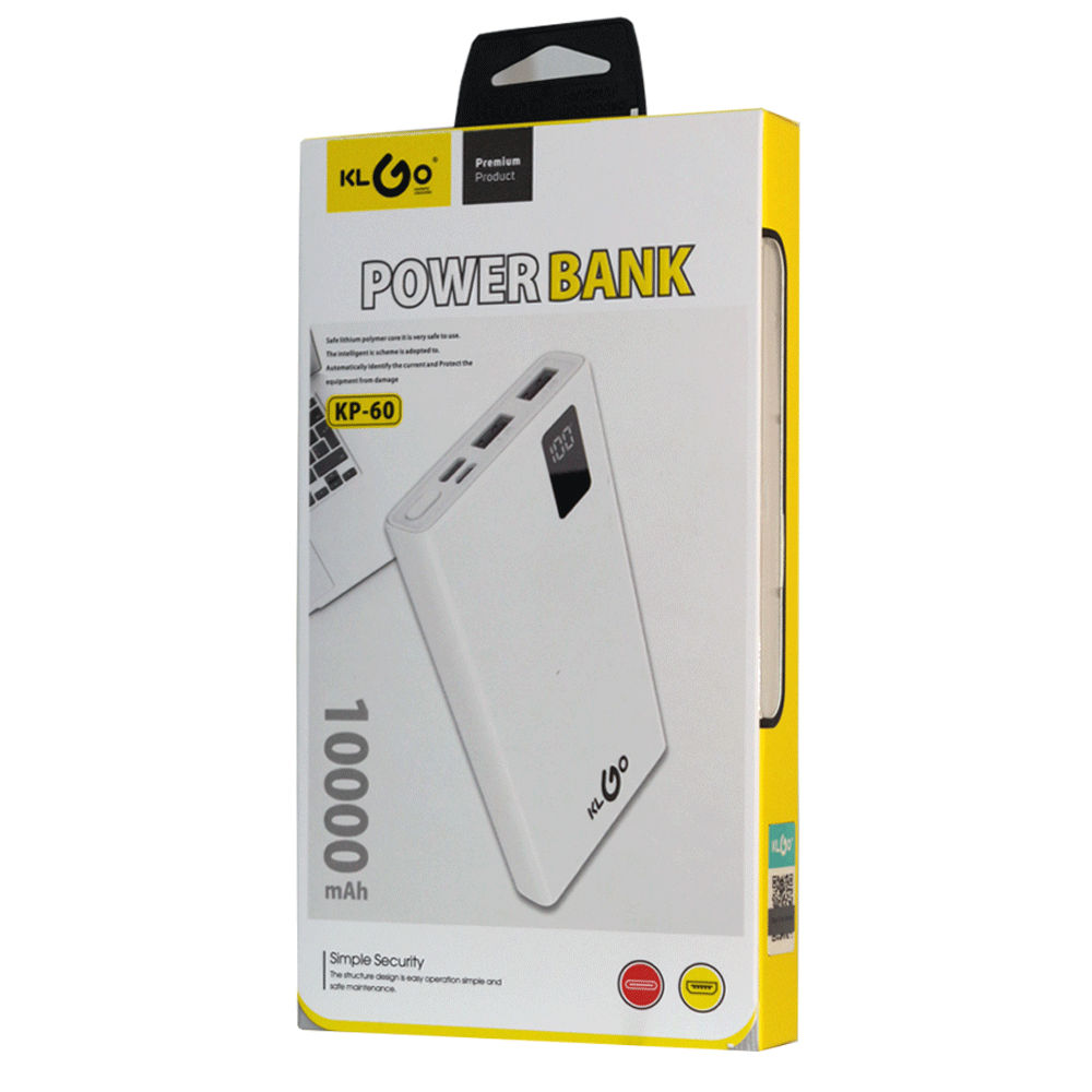 Зарядное устройство POWER BANK KLGO kp-60 10000 mah с дисплеем белый foto 1