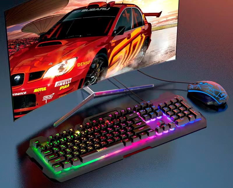 Set tastatură și mouse cu iluminare HOCO DI16 Gaming (versiunea rusă) foto 1