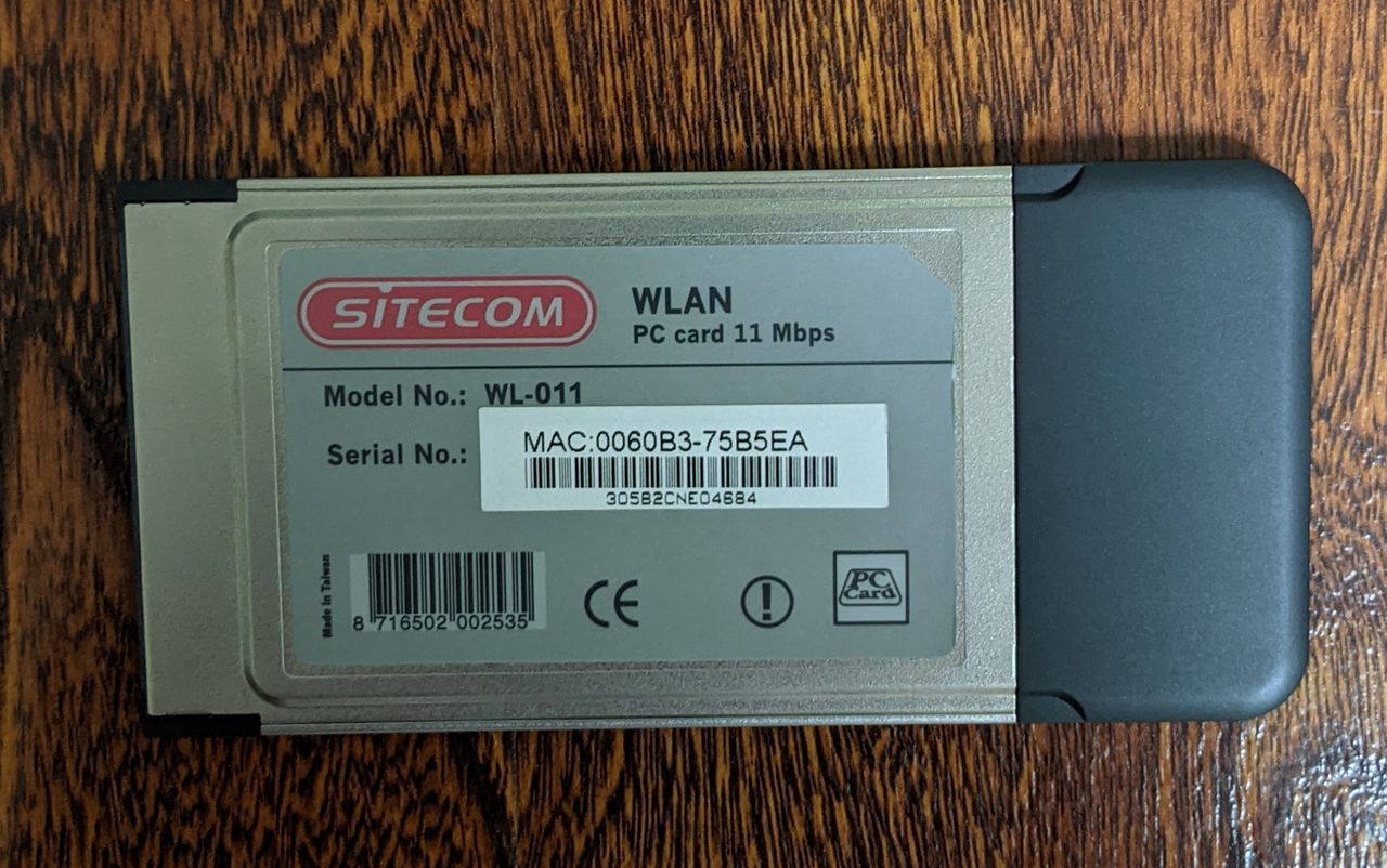 Sitecom wl 011 802 11b wireless network pc card
