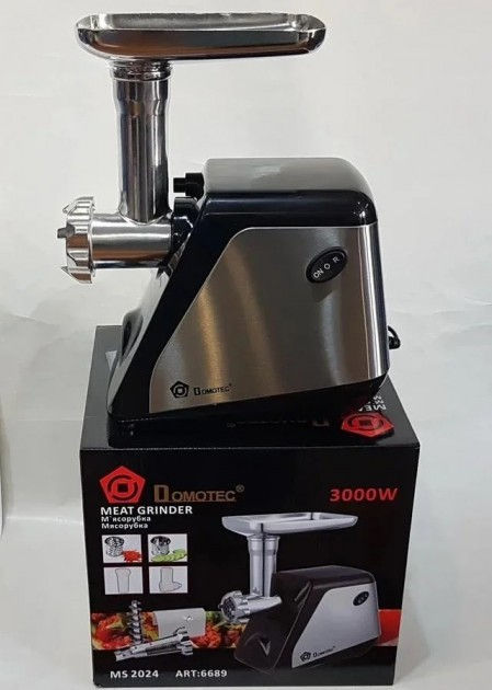 Электрическая мясорубка Domotec 3000 Вт с насадками соковыжималка/терки foto 3