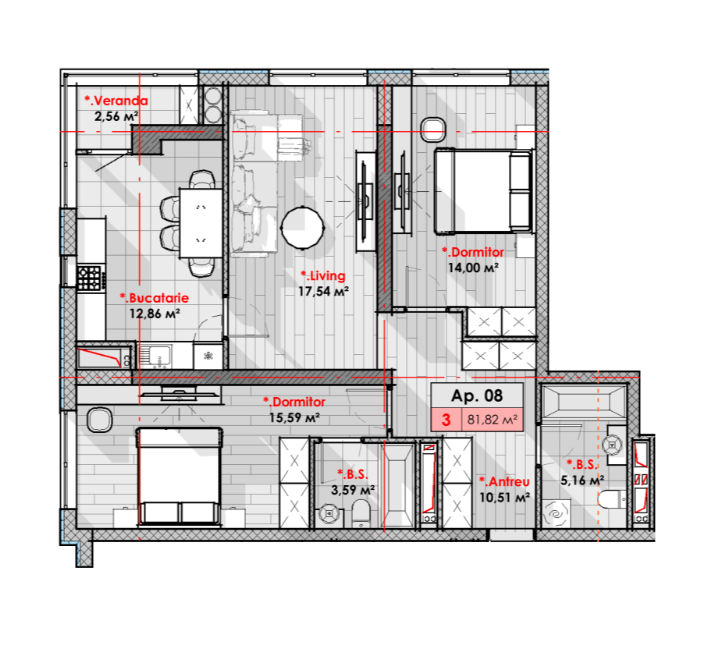 Apartament cu 3 camere, 81 m², Râșcani, Chișinău foto 2