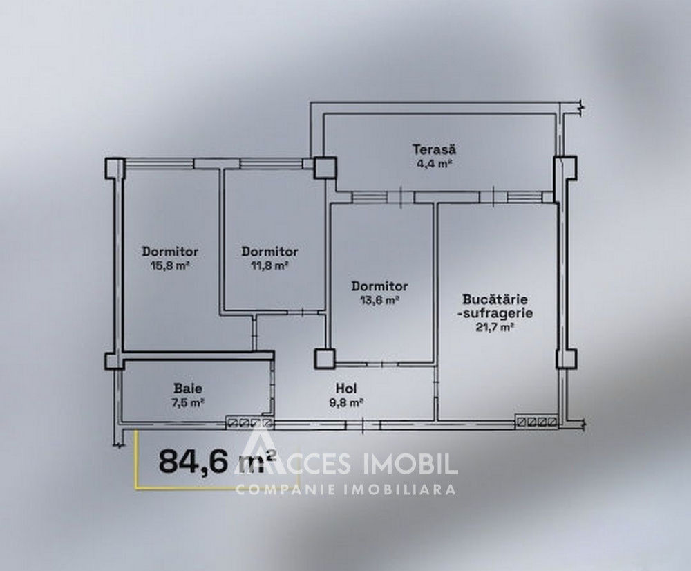 Apartament cu 3 camere, 85 m², Buiucani, Chișinău foto 2