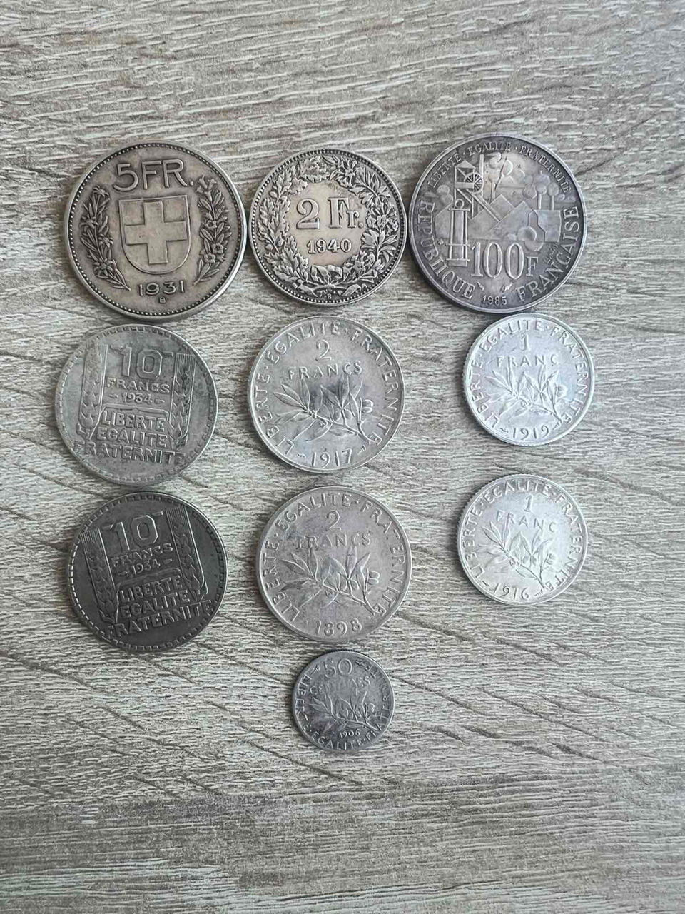 Monede Argint Elvetia si Franta foto 1