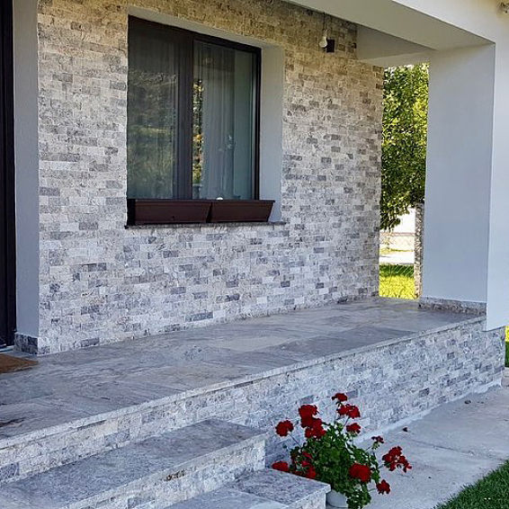 Travertin, pavaj din piatra naturala, placi din piatra, placare cu piatra, pavele in curte, terasa foto 12