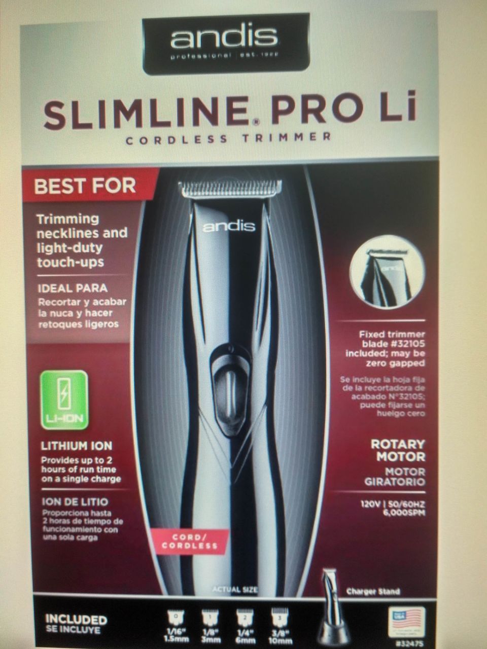New Andis Slimline Pro Li D 8. Andis 17220 Profoil Lithium Titanium