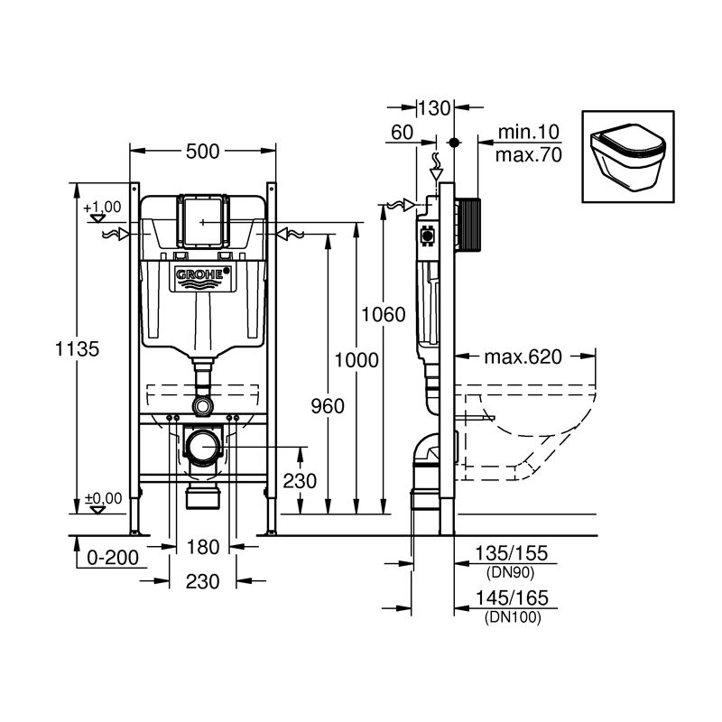 Grohe - инсталляция  для подвесного унитаза / grohe- incastrat rapid rezervor vas foto 5