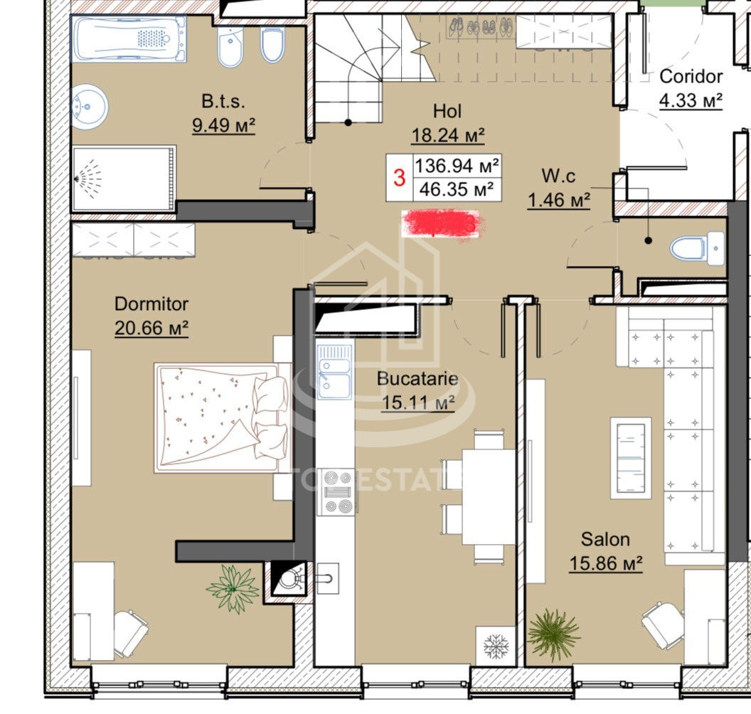 Apartament cu 3 camere, 143 m², Centru, Chișinău foto 1