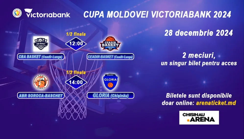 Полуфинал Кубок Молдовы VICTORIABANK 2024: Баскетбол в Арена Кишинэу — 28 декабря