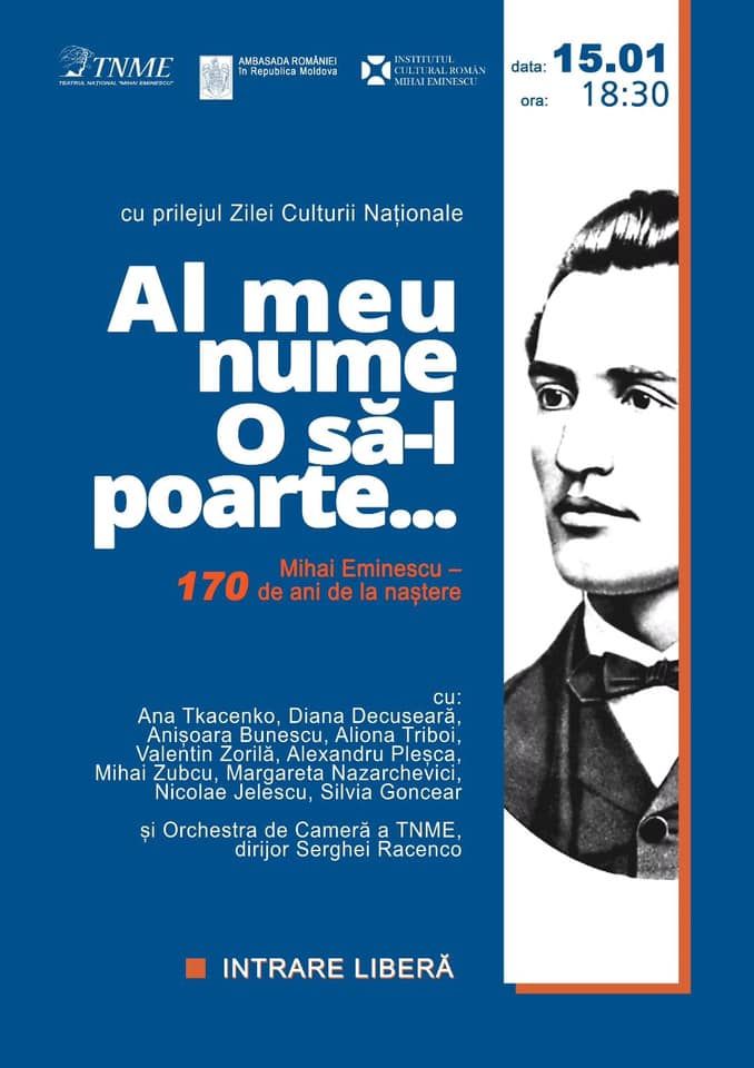 Mihai Eminescu - 170 de ani de la naștere. Concert jubiliar