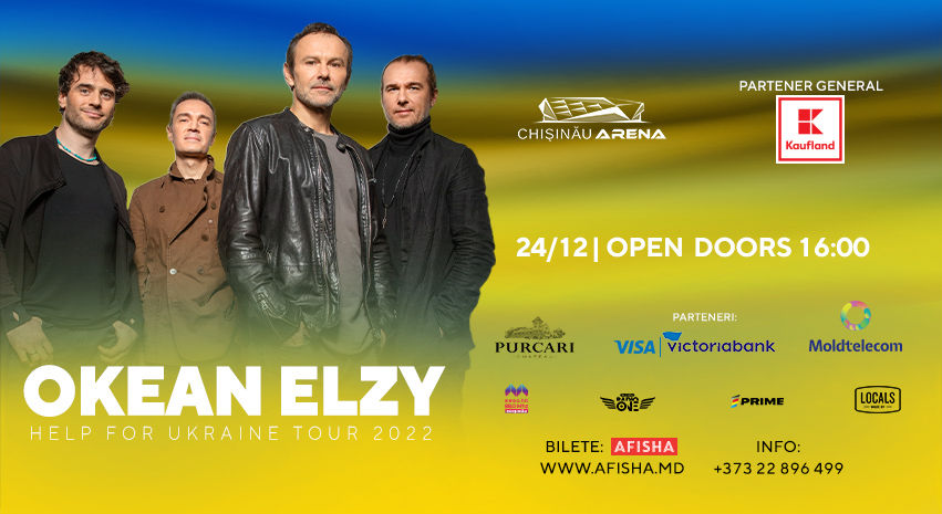 OKEAN ELZY 24 decembrie 2022 Chișinău, la complexul multifuncțional  Chișinău Arena, Bilete online pe site-ul afisha.md