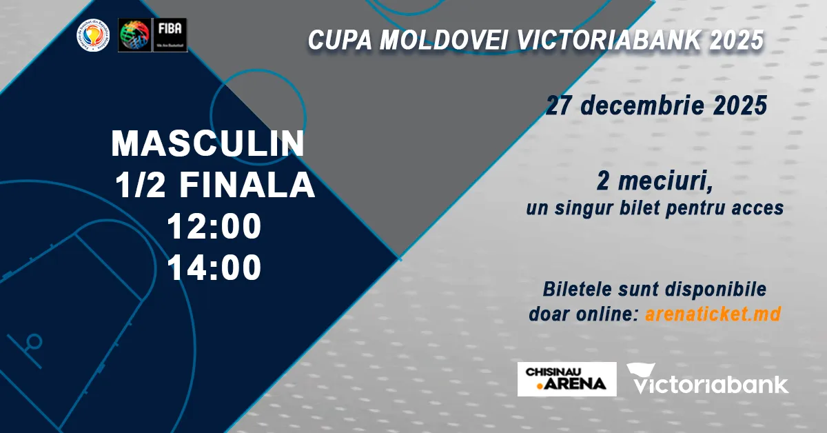 Baschet: Semifinalele Cupei Moldovei VICTORIABANK 2025 - 27 decembrie