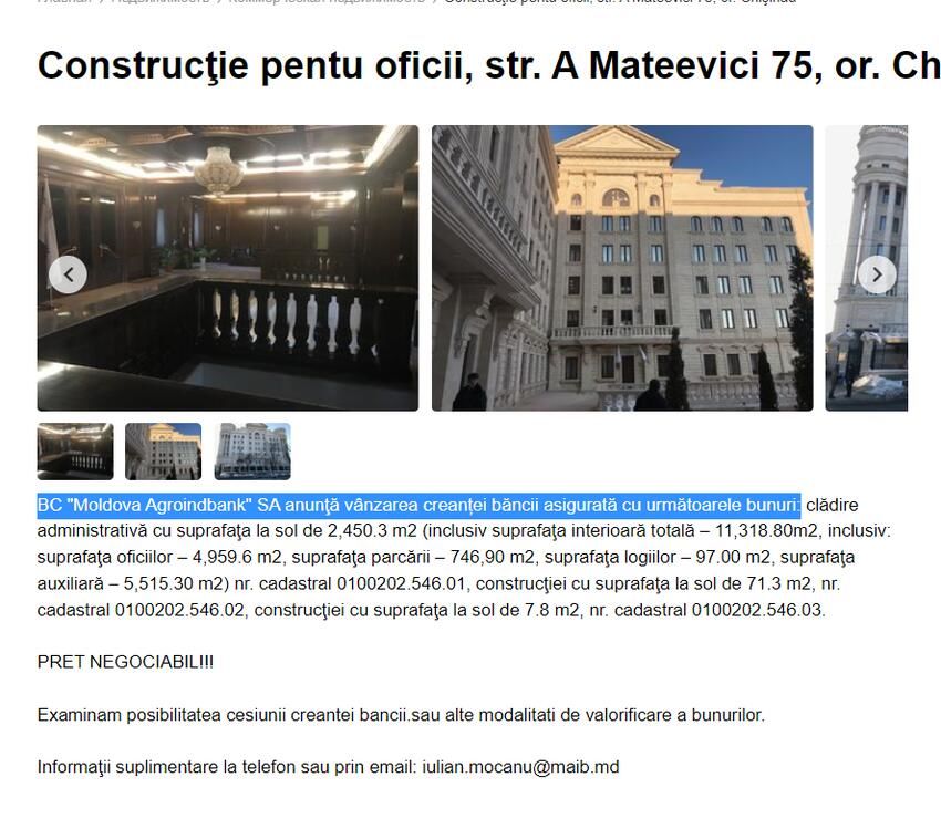 O clădire a familiei Stati, scoasă la vânzare din contul datoriilor
