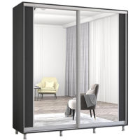 Dulap Mobildor-Lux Aron-S uși glisante din PAL cu oglindă vertical (200x60x200H cm) Anthracite