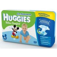 Huggies подгузники Ultra Comfort 4+ для мальчиков 10-16кг, 68шт