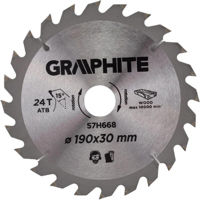 Disc de tăiere Graphite 57H668 Disc circular pentru lemn, 190x30mm, 24 dinti