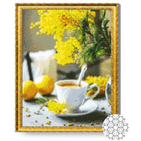 Картина по номерам Art Gallery GA83202 Mozaic cu diamante Mimosa si cafea 40x50cm