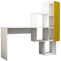 Офисный стол Trendy Acelya, alb, galben 145x141x45cm