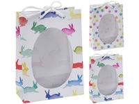 Пакет подарочный с прозрачным окном "Кролики/яйца" 16X11X6cm
