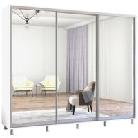 Dulap Mobildor-Lux Aron uși glisante din oglinzi (260x60x200H cm) Alb Brilliant