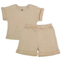Детская одежда Minikin 25062074 Naturelle Комплект Футболка И Шорты Р-Р74, Бежевый, Унисекс