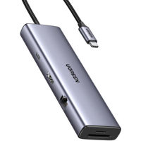 Переходник для IT Ugreen 15375 HUB 9in1 USB-C to HDMI(4K@60Hz)+2*USB-A3.0+2*USB-C3.05G+SD/TF+GigabitRJ45+PD(100W), CM498, Black