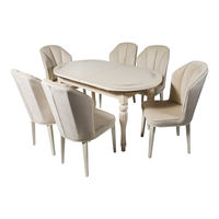 Set masa extensibila DT A14 ivory + 6 scaune DC 6018 velour ivory