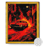 Картина по номерам Art Gallery GA86382 Mozaic cu diamante 40x50cm Automobil retro in nuante rosii