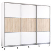 Шкаф Mobildor-Lux Aron uși glisante din PAL orizontal (260x60x200H cm) Alb Brilliant