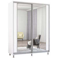 Dulap Mobildor-Lux Aron-S uși glisante din PAL cu oglindă vertical (180x60x240H cm) Alb Brilliant