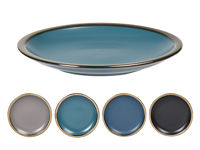 Farfurie de desert 21cm Metallic Rim Blu, ceramica