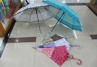 Зонт-трость женский трехцветный с оборкой