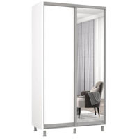 Шкаф Mobildor-Lux Раздвижные двери Aron-S из зеркала и ДСП (150x60x210 см) Brilliant White