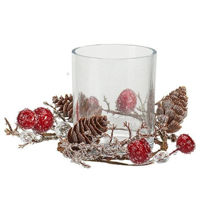 Decor de Crăciun și Anul Nou Promstore 11087 Sfesnic cu conuri naturale, 12x12x12cm