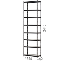 купить Стеллаж металлический 8 полок 1195x580x2440 мм антрацит в Кишинёве