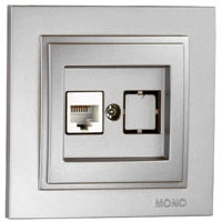 Розетка электрическая Mono Electric Разъем данных 1*RJ45 CAT6 серебристый Despina