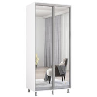 Dulap Mobildor-Lux Aron-S uși glisante din oglinzi (100x60x210H cm) Alb Brilliant