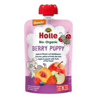 Пюре Berry Puppy с яблоком, персиком и лесными ягодами с 8 месяцев Holle Bio Organic, 100 г