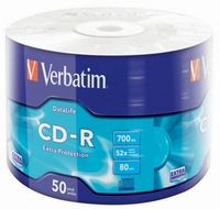 CD-R   Printable  50*Cake, Verbatim, 700MB, 52x, AZO PRO, Printable NO ID Brand; 43745