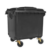 Урна для мусора Hydro S Tomberon din plastic cu capac plat, 1100 L, negru 8001210