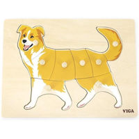 Головоломка Viga 44611 Puzzle din lemn Montessori cu buton Cățel