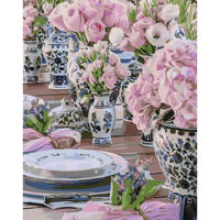 Tablou pe numere Strateg R16 /28 (GS1096)(50685) Set cu flori, 40x50 cm