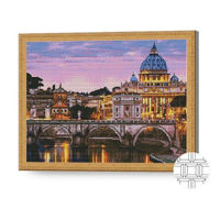 Tablou pe numere Art Gallery QB204723 Mozaic cu diamante patrate 40x50cm Amurg mov in oras