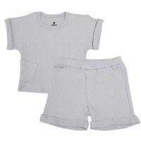 Детская одежда Minikin 25062086 Naturelle Комплект футболка и шорты р-р86, серый светлый, унисекс